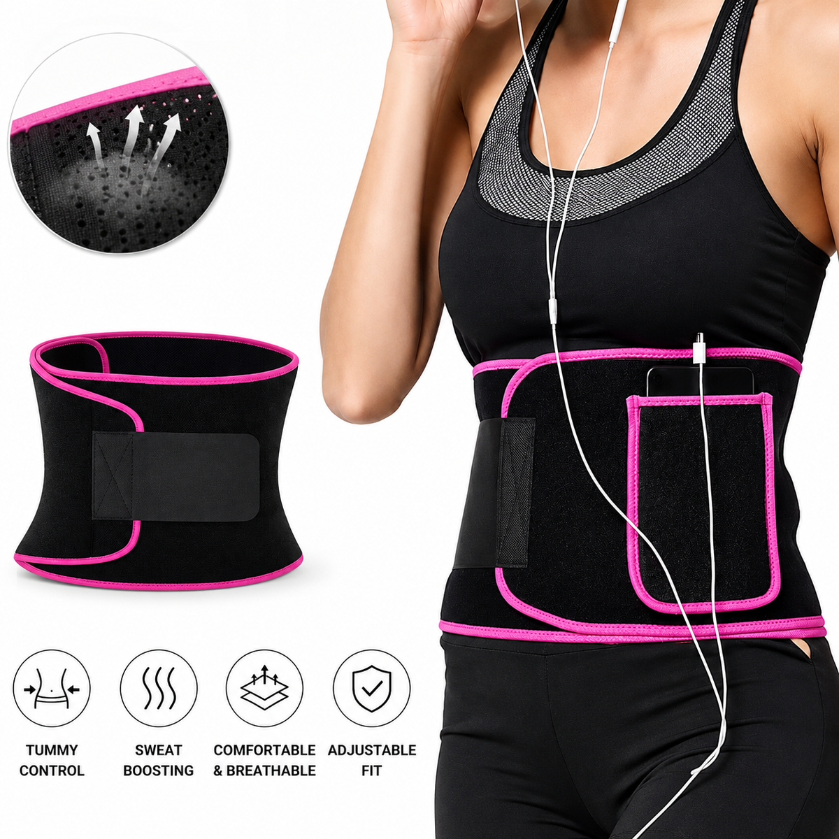 Fitness Waist Belt with Phone Pocket